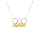 Asfour Crystal Chain Necklace With Three Yellow Square Design In 925 Sterling Silver-ND0445-Y